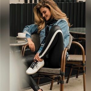 SPANX Faux Leather Side Striped Legging in Very Black | Size S/P